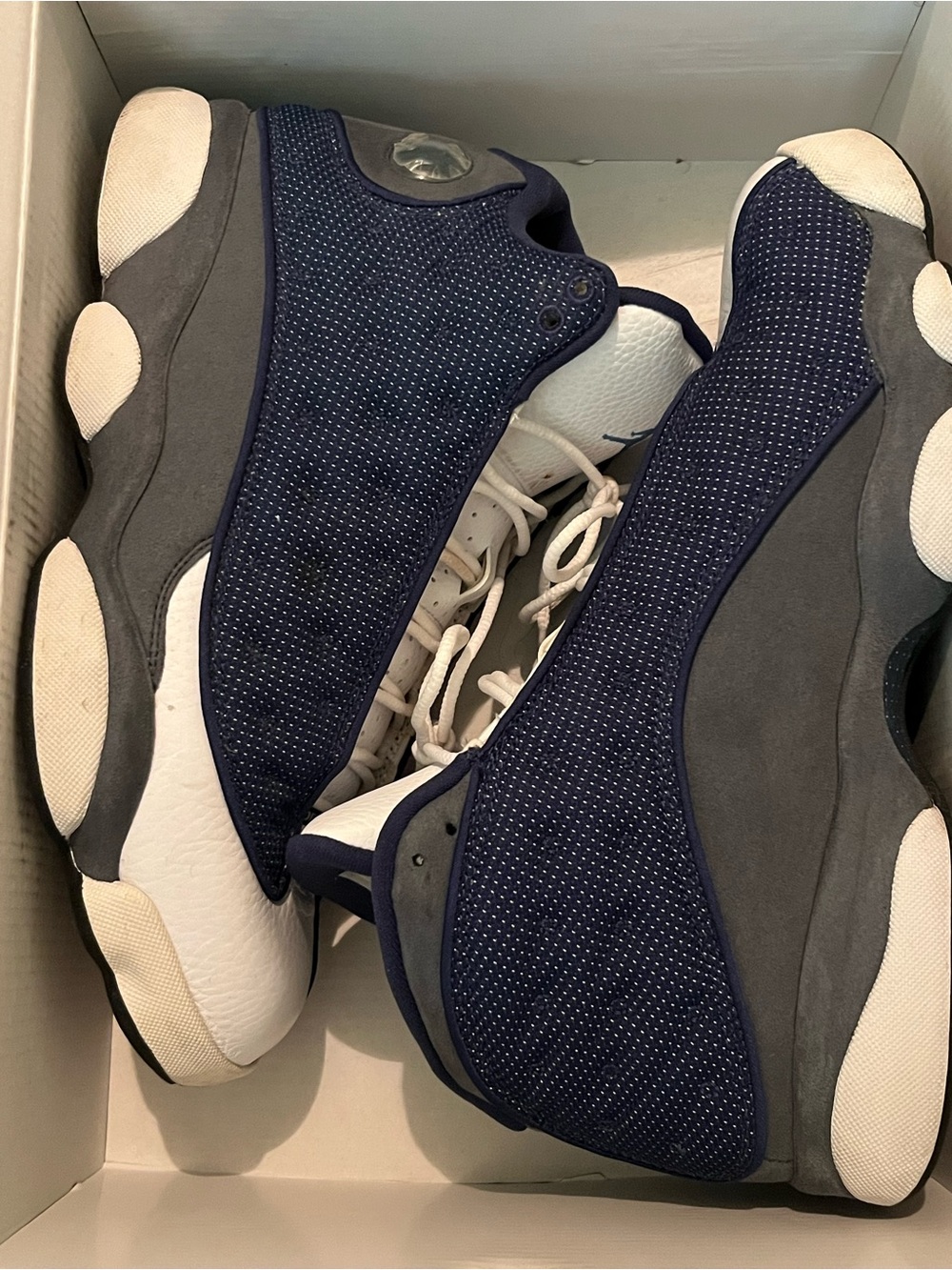 Nike Air Jordan 13 Retro Men's Navy and Gray Retro Basketball Sneakers
